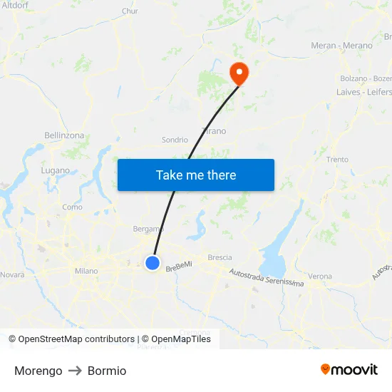 Morengo to Bormio map