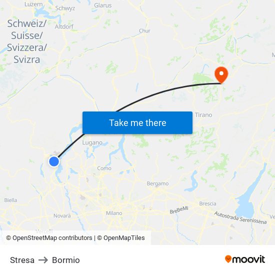 Stresa to Bormio map