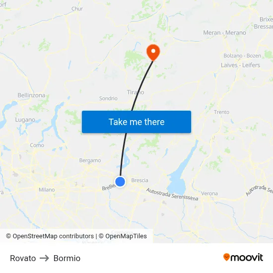 Rovato to Bormio map