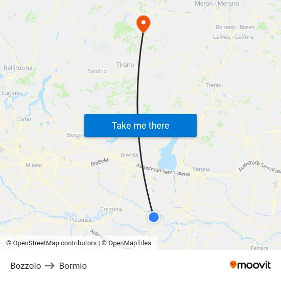 Bozzolo to Bormio map