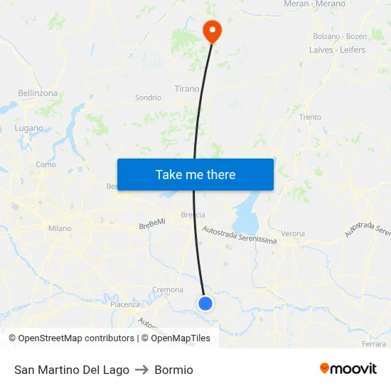 San Martino Del Lago to Bormio map