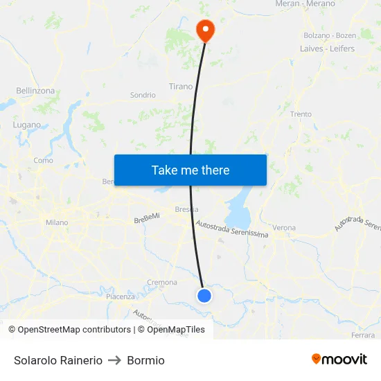 Solarolo Rainerio to Bormio map