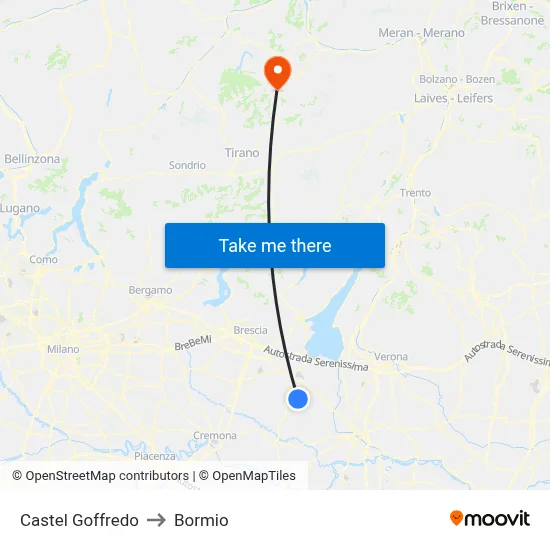 Castel Goffredo to Bormio map