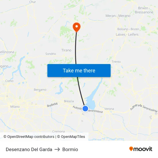 Desenzano del Garda to Bormio map