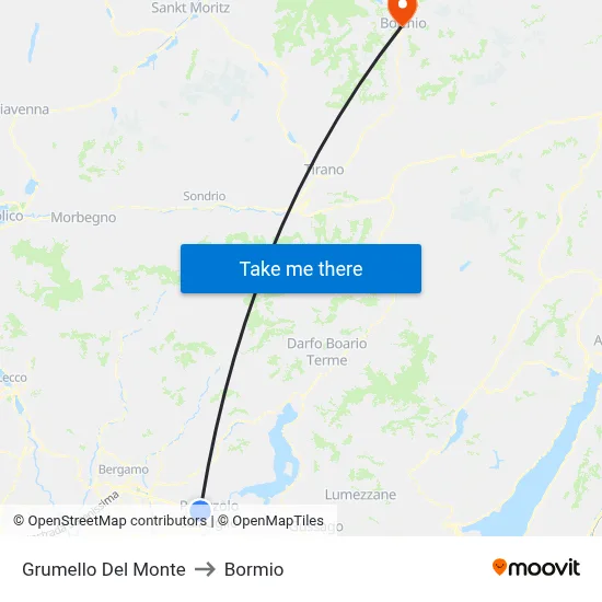 Grumello Del Monte to Bormio map