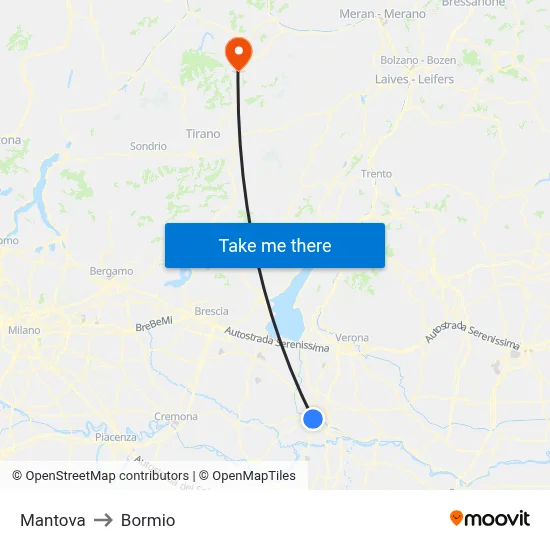 Mantova to Bormio map