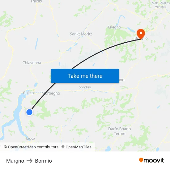 Margno to Bormio map