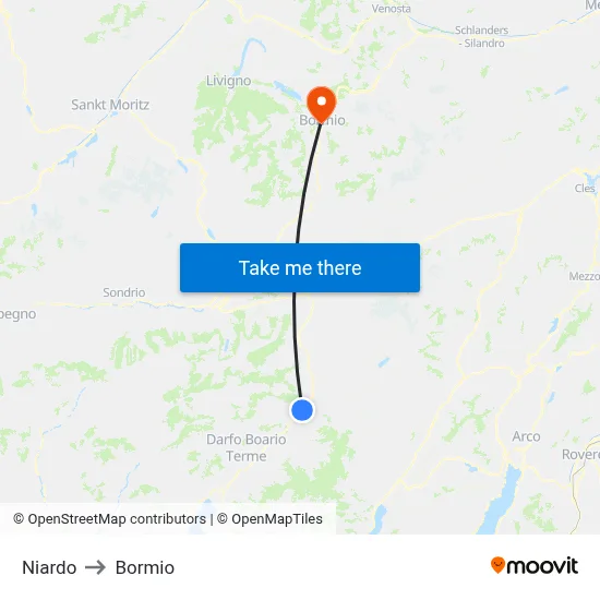 Niardo to Bormio map