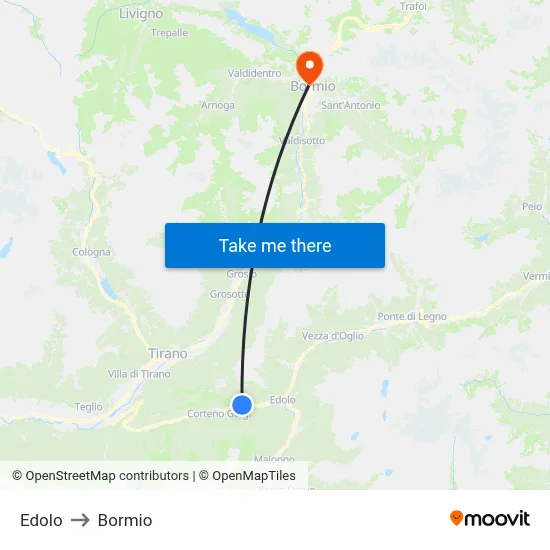 Edolo to Bormio map