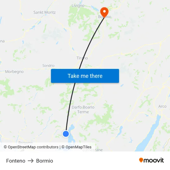 Fonteno to Bormio map
