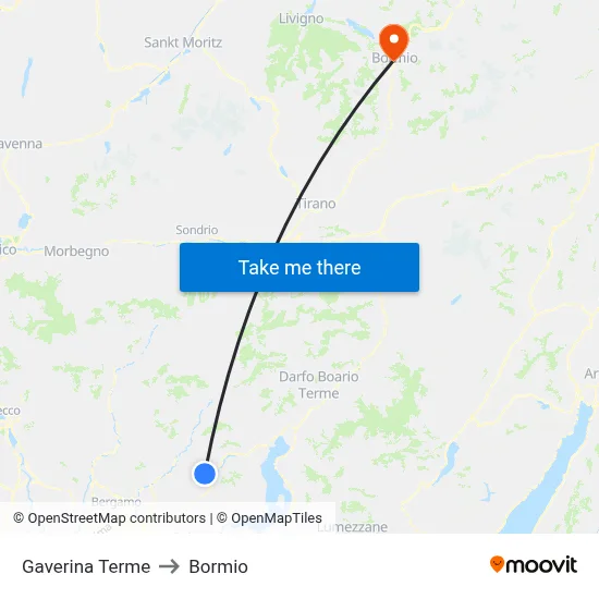 Gaverina Terme to Bormio map