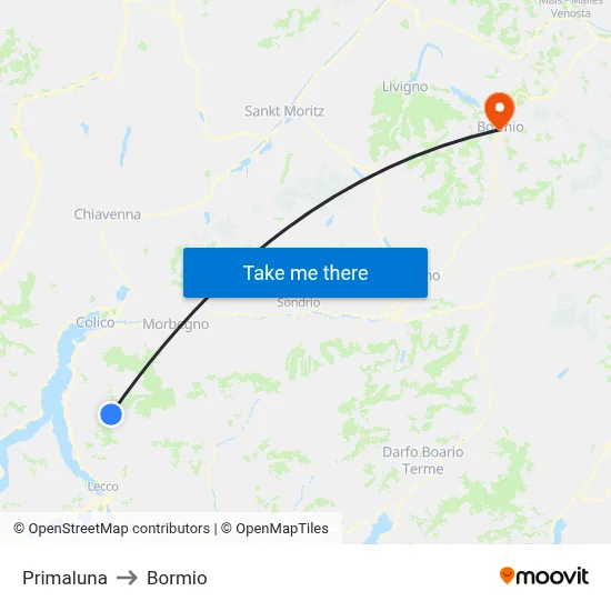Primaluna to Bormio map
