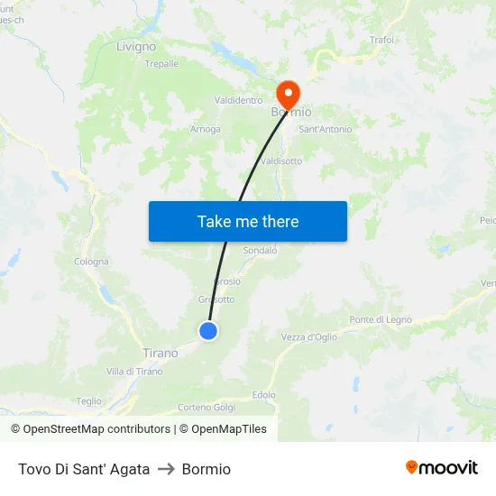 Tovo Di Sant' Agata to Bormio map