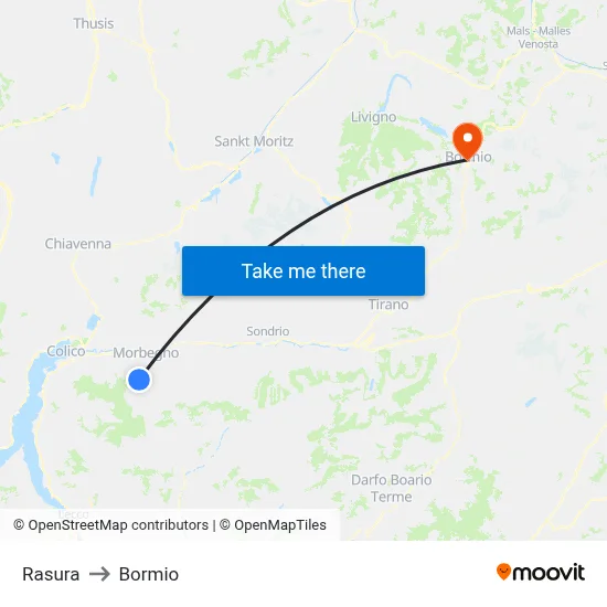 Rasura to Bormio map