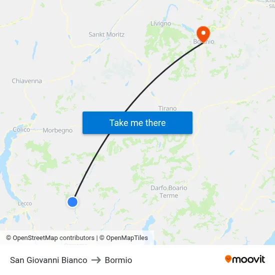 San Giovanni Bianco to Bormio map