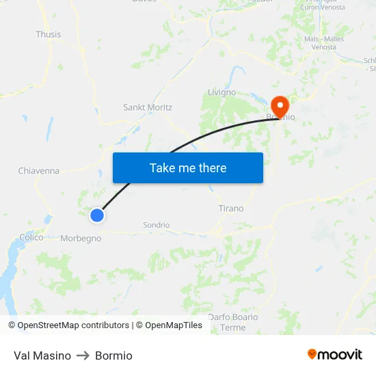 Val Masino to Bormio map