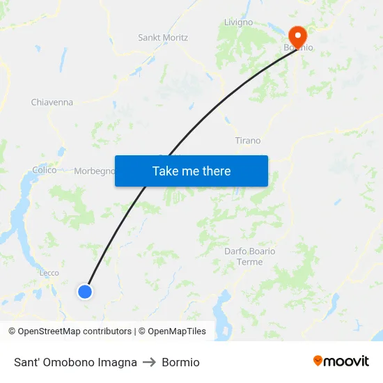 Sant' Omobono Imagna to Bormio map