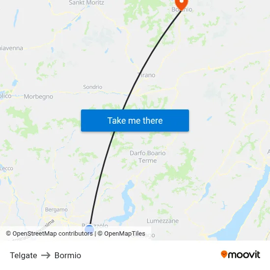 Telgate to Bormio map