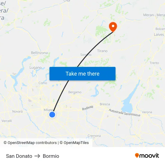 San Donato to Bormio map