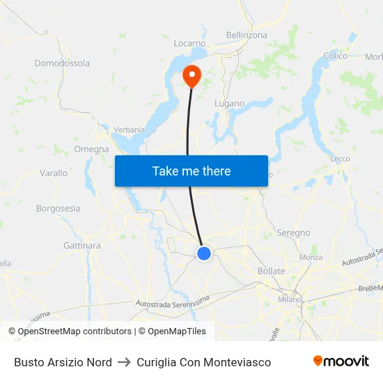 Busto Arsizio North to Curiglia Con Monteviasco map