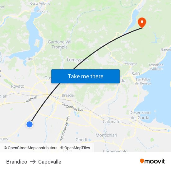 Brandico to Capovalle map