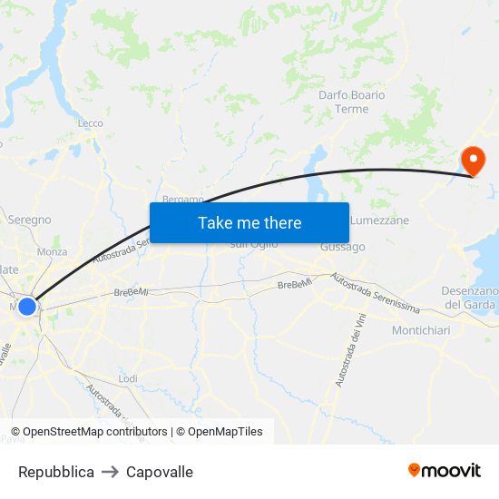 Repubblica to Capovalle map