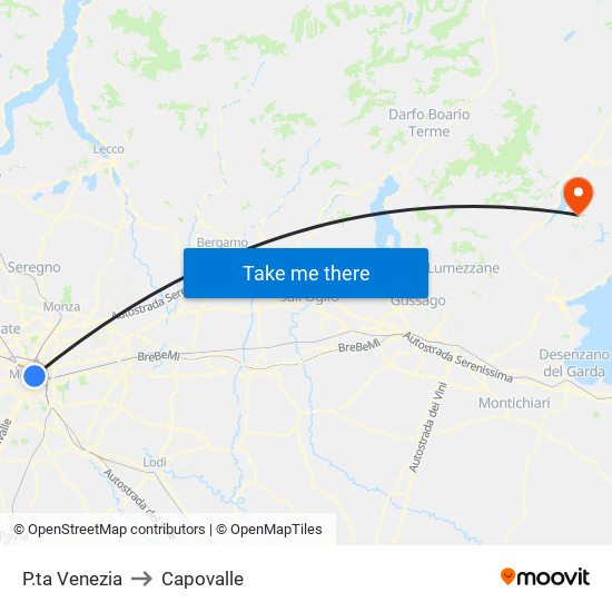 P.ta Venezia to Capovalle map