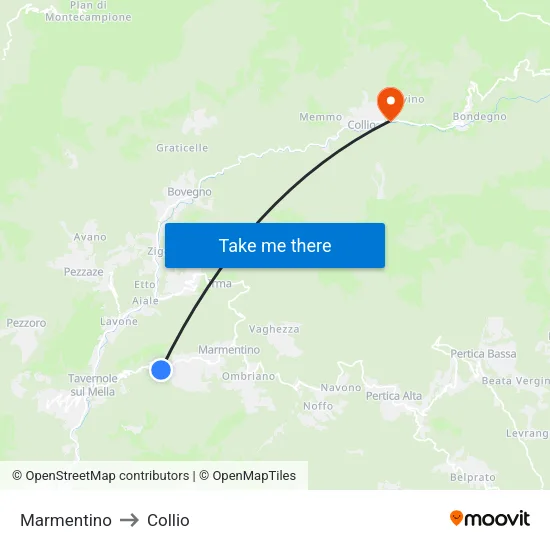 Marmentino to Collio map