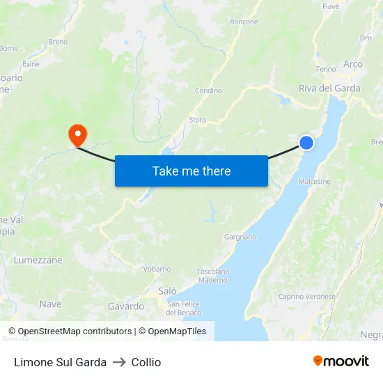 Limone Sul Garda to Collio map
