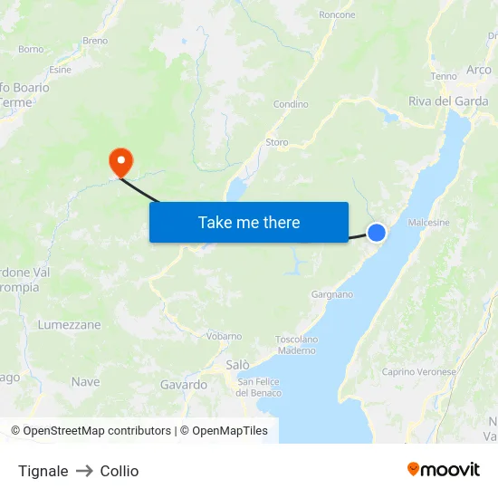 Tignale to Collio map