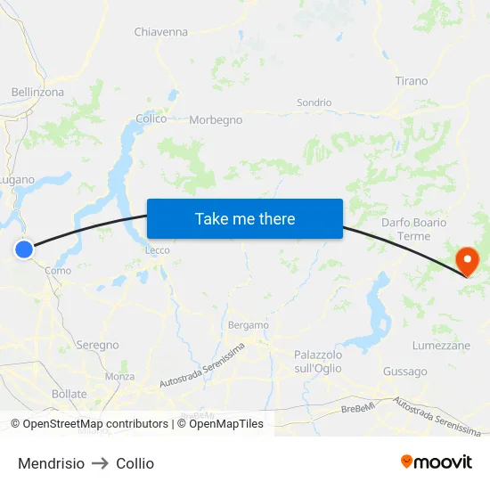 Mendrisio to Collio map