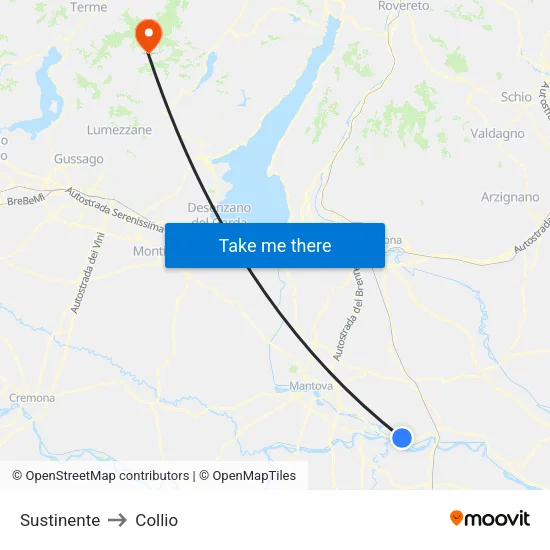 Sustinente to Collio map