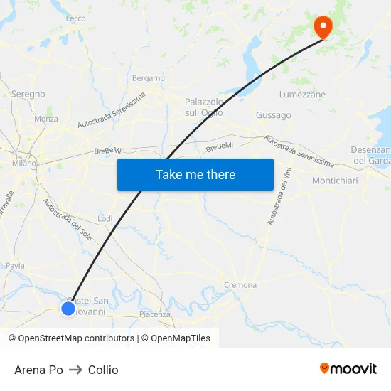 Arena Po to Collio map