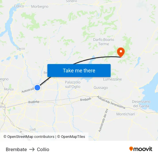 Brembate to Collio map