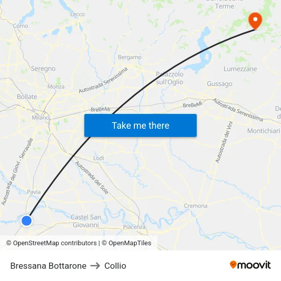 Bressana Bottarone to Collio map