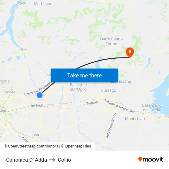 Canonica d'Adda to Collio map