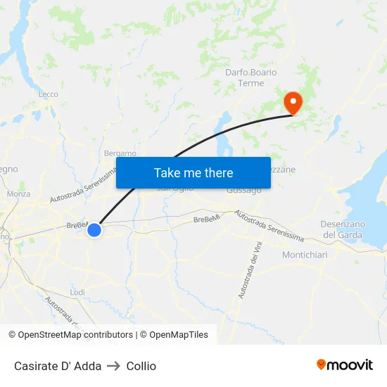 Casirate D' Adda to Collio map