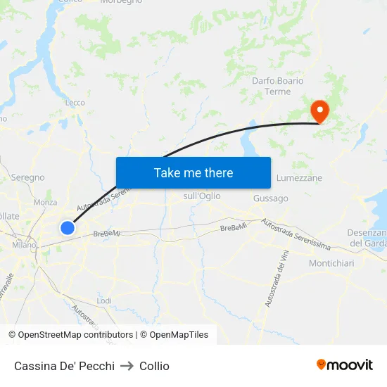 Cassina De' Pecchi to Collio map