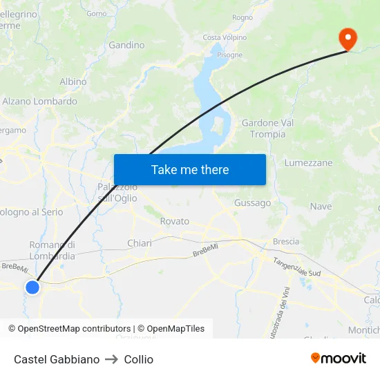 Castel Gabbiano to Collio map