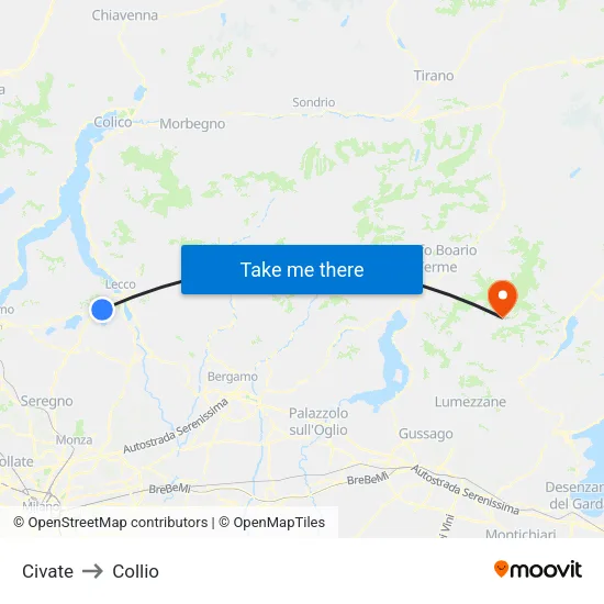 Civate to Collio map