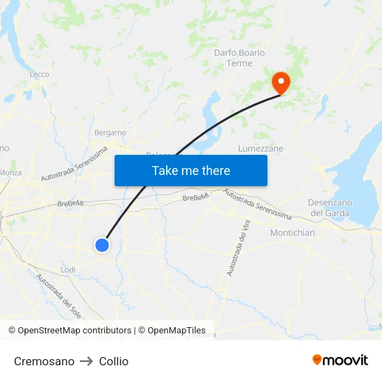 Cremosano to Collio map