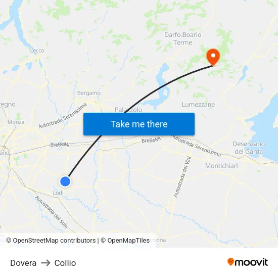 Dovera to Collio map