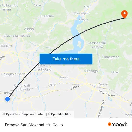 Fornovo San Giovanni to Collio map