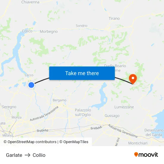 Garlate to Collio map