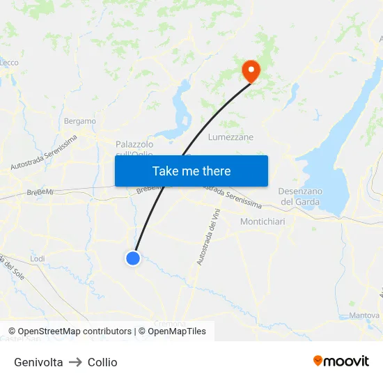 Genivolta to Collio map