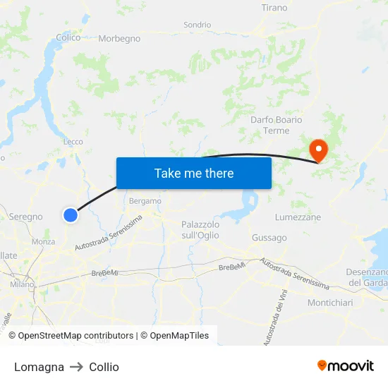 Lomagna to Collio map