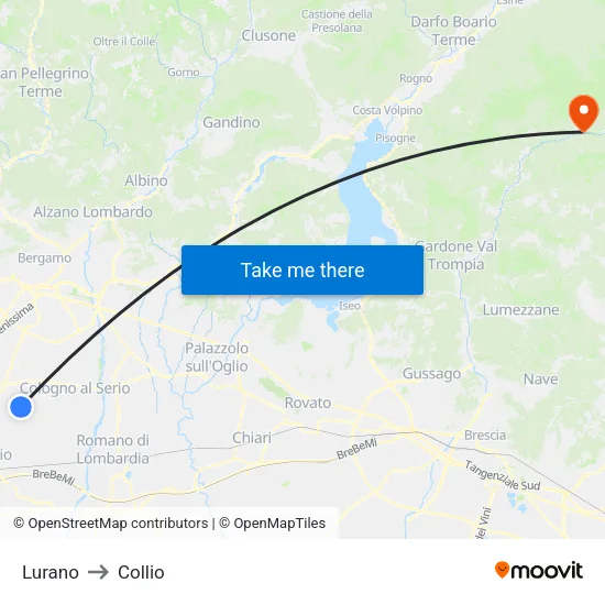 Lurano to Collio map