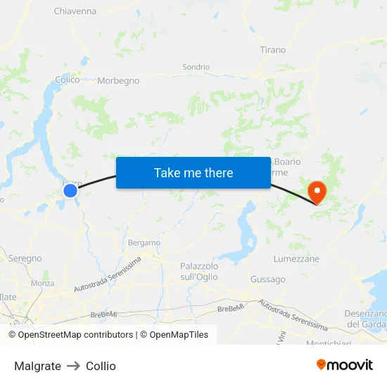 Malgrate to Collio map