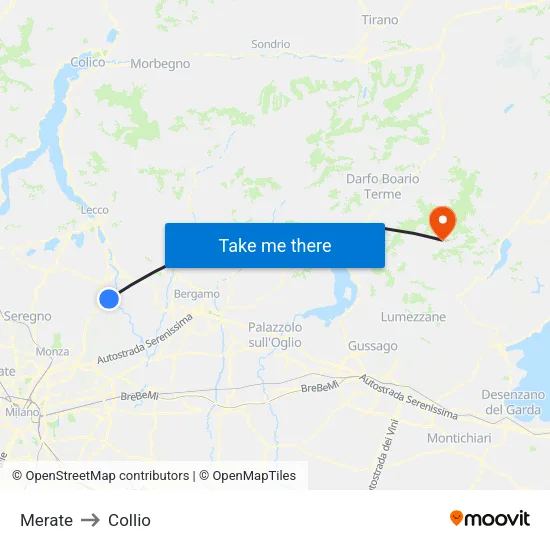 Merate to Collio map