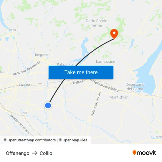 Offanengo to Collio map
